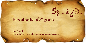Szvoboda Ágnes névjegykártya